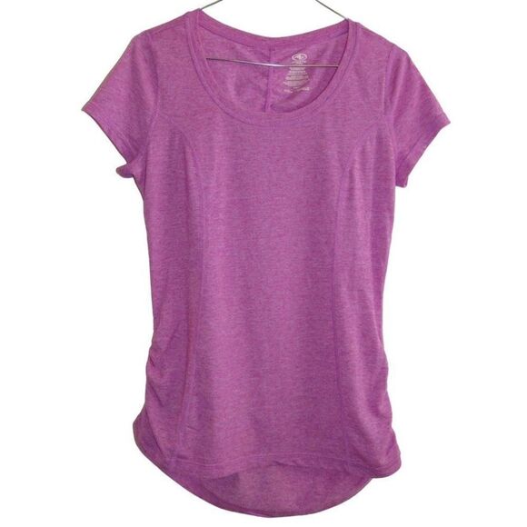 Athletic Works Purple Rouched Sides Short Sleeve Top S - Picture 1 of 6